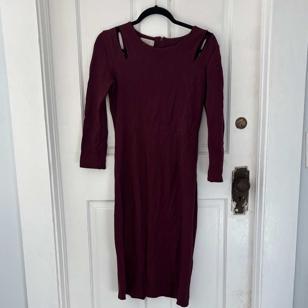 Chic Long Sleeve Burgundy Dress